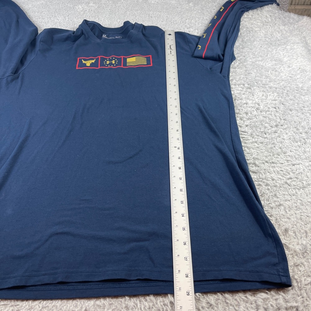 Under Armour Project Rock Mens Large Navy Blue Long Sleeve Brahma Bull T-Shirt - Picture 6 of 9